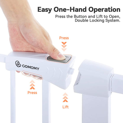 COMOMY Türschutzgitter Katzenklappe Treppenschutzgitter 75-103cm Weiss