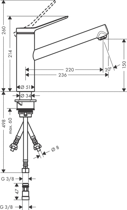 hansgrohe Zesis M33 Niederdruck Küchenarmatur Chrom