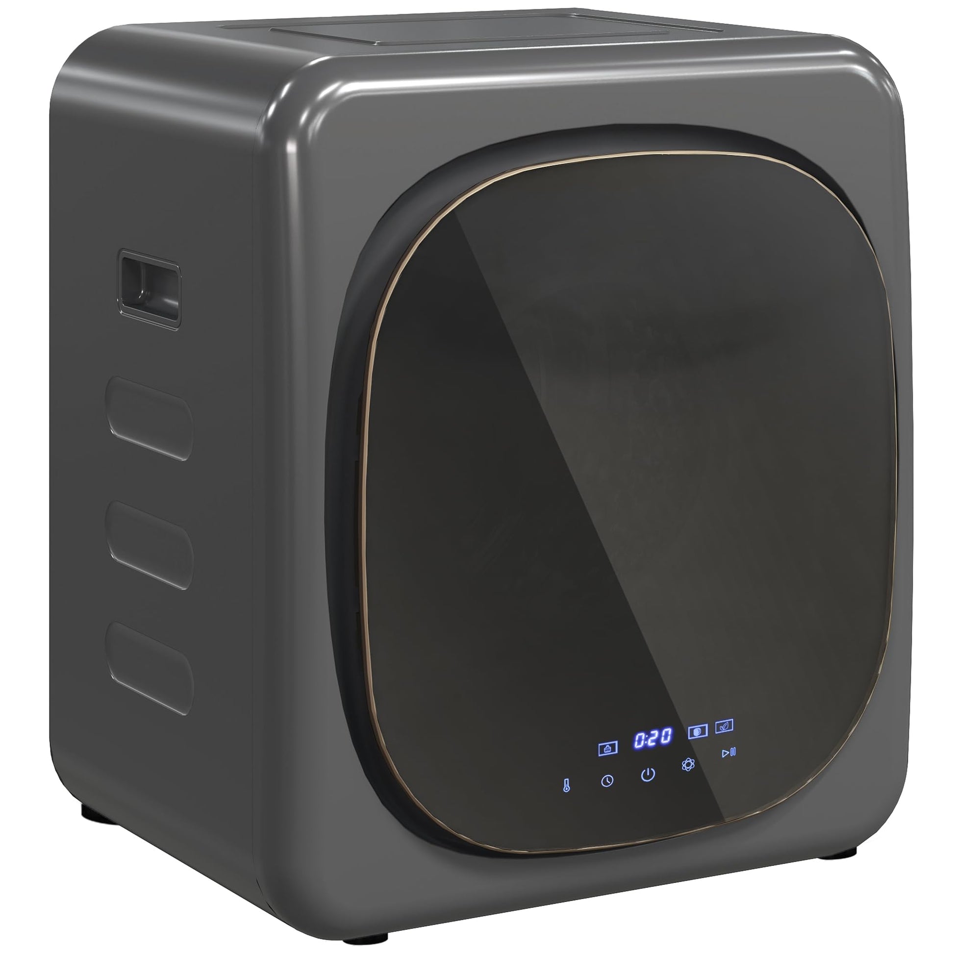 HOMCOM Mini Wäschetrockner Ablufttrockner 4 kg – Grau. Kompaktes, graues Frontlader-Gerät zum Trocknen von Wäsche.