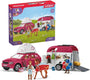 Schleich HORSE CLUB Abenteuer mit Auto und Pferdeanhänger 42535, Spielset mit zwei Figuren und Holstein-Stute