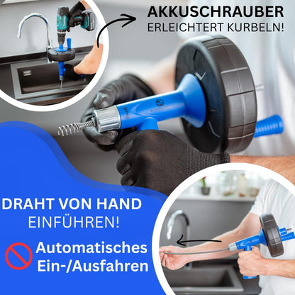 CLEVERWERK Rohrreinigungsspirale 7,5 m mit Schnellspannfutter