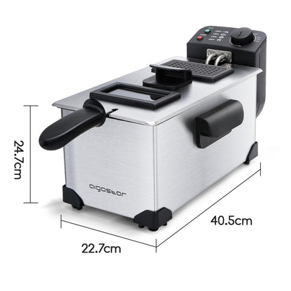 Aigostar Ushas Fritteuse 3 L, 2200 W, Edelstahl, BPA-frei