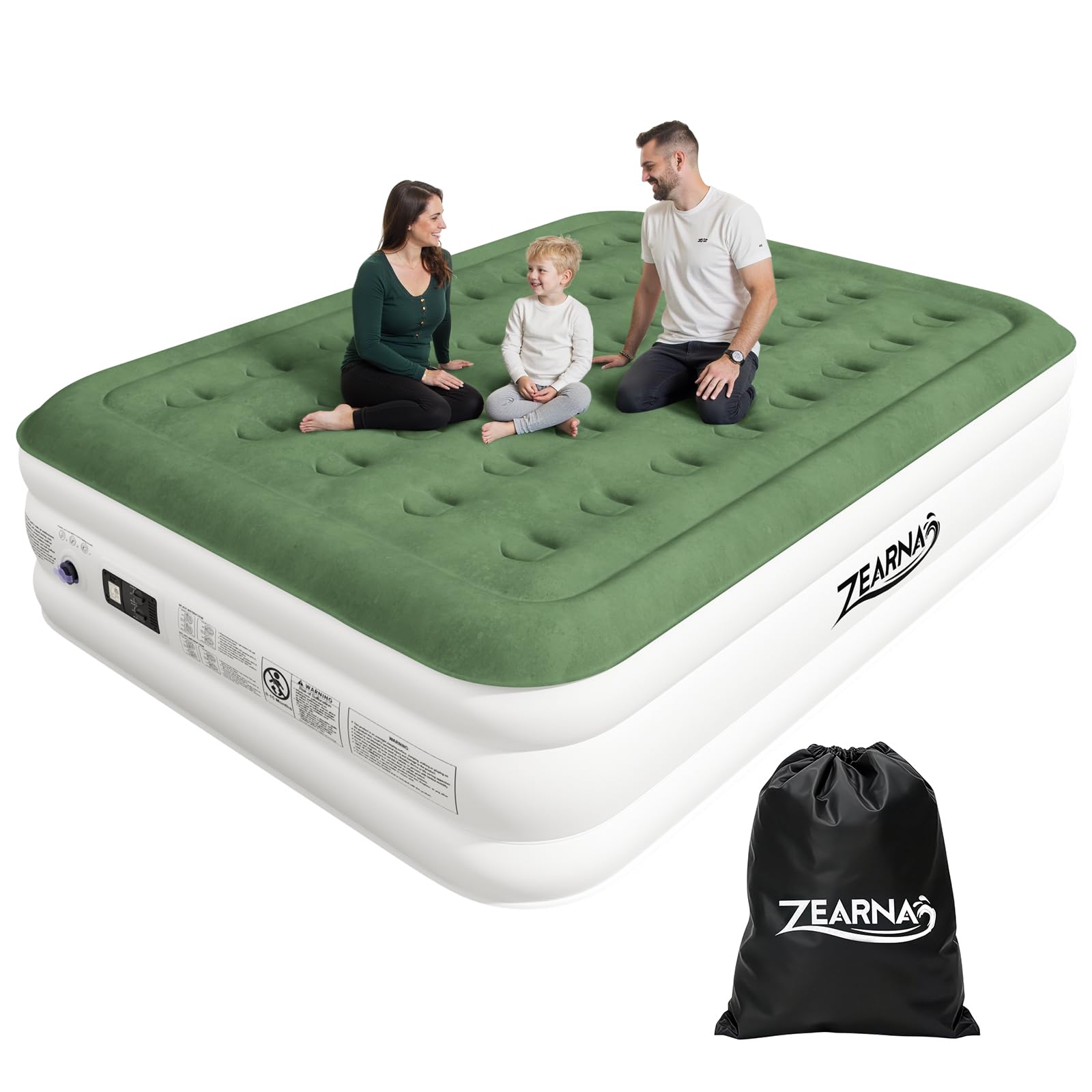 Zearna Luftbett 2 Pers. – E-Pumpe, Selbstaufblasend, 203x152x46 cm. Rechteckiges Luftbett mit E-Pumpe. Selbstaufblasend für 2 Personen.