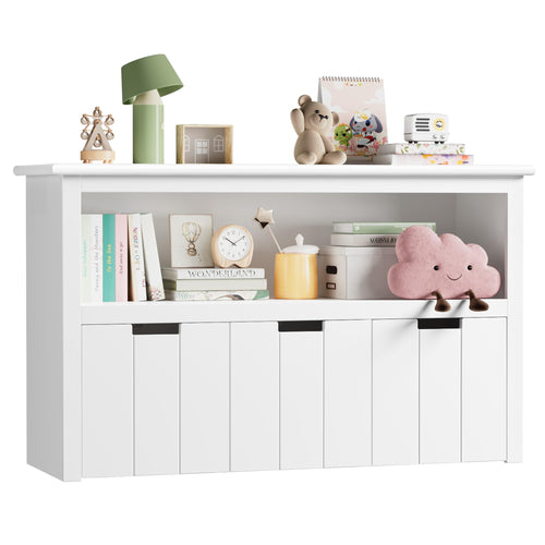 FOREHILL Kinderregal mit Boxen auf Rollen - Spielzeugaufbewahrung Weiss. Weisses Regal auf Rollen mit Boxen für Spielzeug.