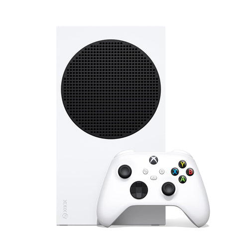 Xbox Series S Digitale Gaming-Konsole 1TB - Robot White, weiße Konsole mit schwarzem Lüftungsgitter zum Spielen digitaler Spiele.