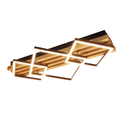 GBLY LED Deckenleuchte Holz, 70 cm, dimmbar, 46 W, schwarz eckig