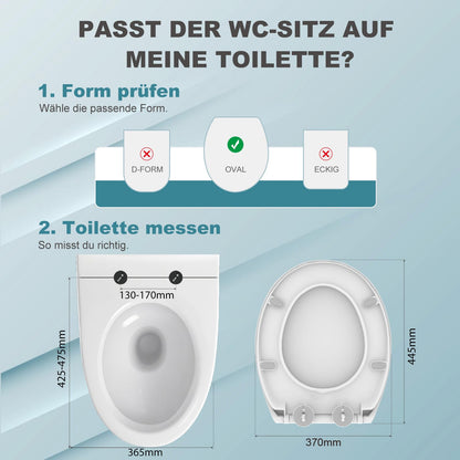 Meejee WC-Sitz mit Absenkautomatik, oval, weiss, Urea-Duroplast