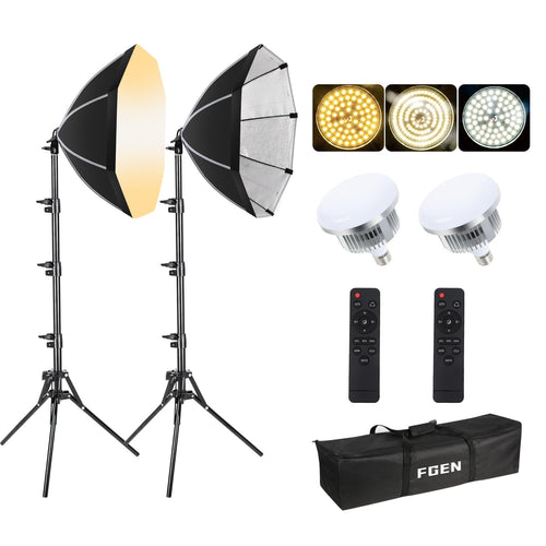 FGen Fotostudio Softbox Set – 2x85W, 2700-6400K, 2x50cm Octogen