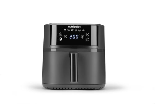 nutribullet Crisplite NBA0611DG Heissluftfritteuse 6L Mattschwarz. Kompaktes, mattschwarzes Gerät. Frittiert Speisen knusprig mit heisser Luft.