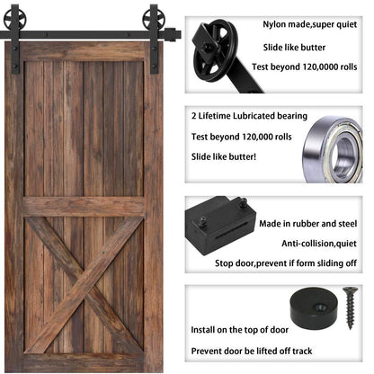 WINSOON Schiebetürsystem Komplettset 200cm Schwerlast – Schwarz