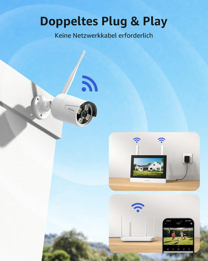 ANNKE Überwachungskamera Set mit 7-Zoll-Touchscreen und 2 Kameras