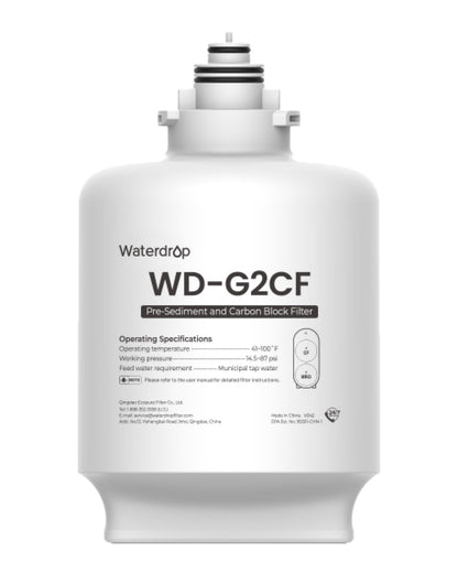 Waterdrop WD-G2CF Ersatzfilter für WD-G2-B und WD-G2-W Osmosesystem, Filterkartusche mit Aktivkohleblock