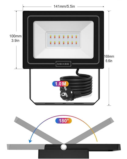 MEIKEE RGB LED Strahler 25W mit Fernbedienung, IP66, 2er-Set