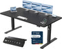 JUMMICO Schreibtisch höhenverstellbar elektrisch 180 x 80 cm schwarz mit T-förmigen Metallbeinen