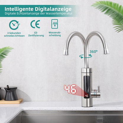 HOMELODY Elektrischer Wasserhahn mit Durchlauferhitzer 230V Edelstahl