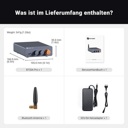 Fosi Audio BT20A Pro Mini Hifi Verstärker Bluetooth Class D