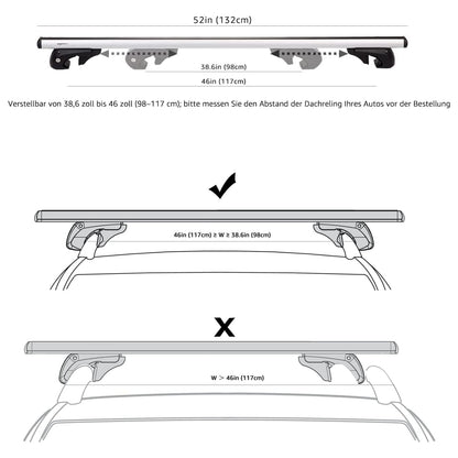 Amazon Basics Dachträger Querträger 132cm - bis 117cm Spannweite