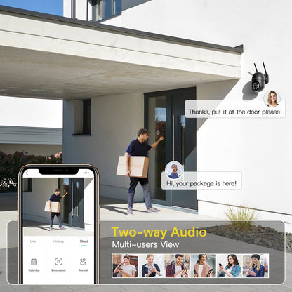 Ctronics 2.5K 4MP Überwachungskamera Aussen WLAN PTZ, 2 St - Schwarz