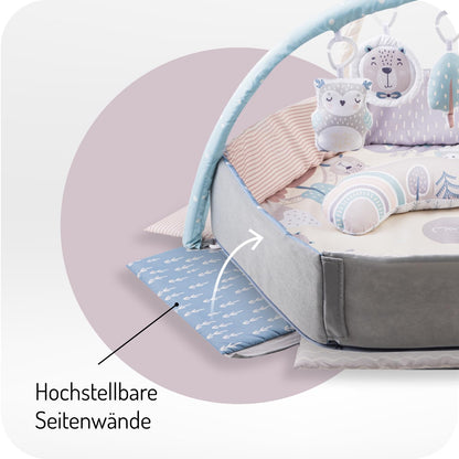 MoMi Pastel Spielbogen mit Krabbelmatte 3-in-1 und Bällchenbad