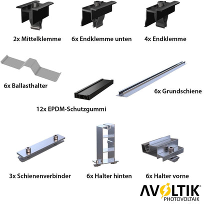 Avoltik 4er Set Solarmodul Flachdach Halterung ohne Bohren