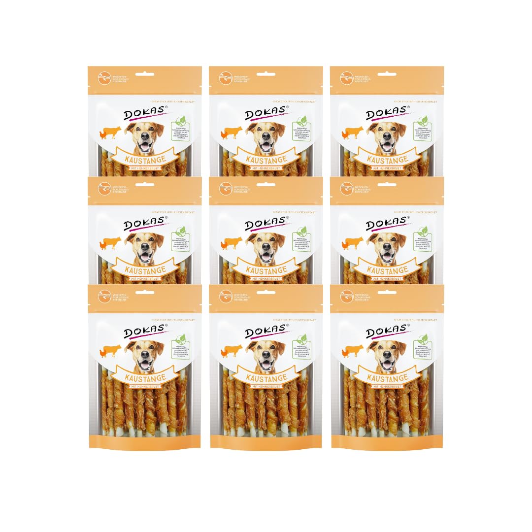 Dokas Hunde Snack Kaustange mit Hühnerbrust 200 g | 9er-Pack