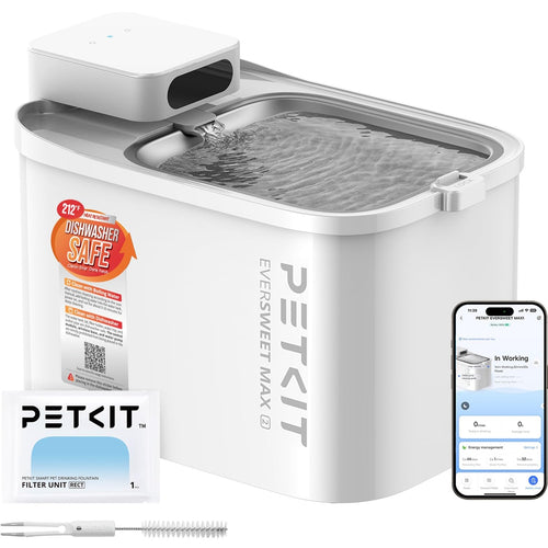 PETKIT Intelligenter Trinkbrunnen 3L, Edelstahl, kabellos mit App