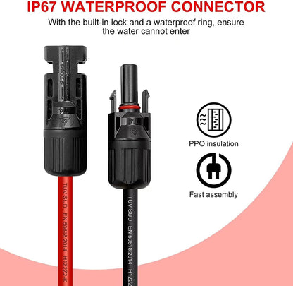 IJIAMY Solarkabel Verlängerungskabel 4 mm² 10 m Rot/Schwarz