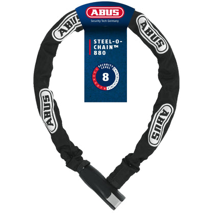 ABUS Steel-O-Chain 880/85 Kettenschloss 85 cm Schwarz – 7 mm Vierkantkette aus gehärtetem Stahl