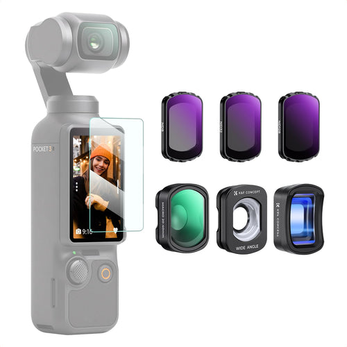 K&F CONCEPT Filter Set für DJI Osmo Pocket 3/4, 6-teilig – Weitwinkel-, Anamorphot-, Makro-Objektiv und ND-Filter