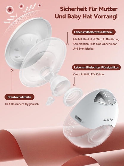 Robofun Milchpumpe elektrisch freihändig, Doppelmilchpumpe 2er-Pack