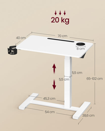 VASAGLE Beistelltisch mit Rollen – Wolkenweiss 70x40 cm LSD600W01