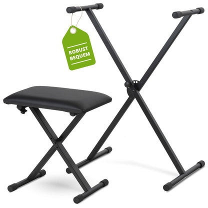 Classic Cantabile Keyboard-Set: X-Ständer & Keyboardbank, Schwarz