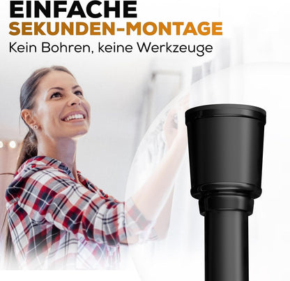 MEISENBERG Klemmstange für Gardinen 370-420 cm, schwarz, Ø 32 mm