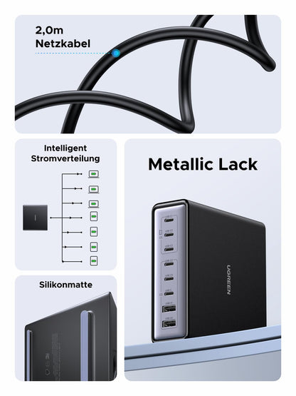 UGREEN 200W GaN USB C Ladestation - 8-Port Desktop PD Netzteil