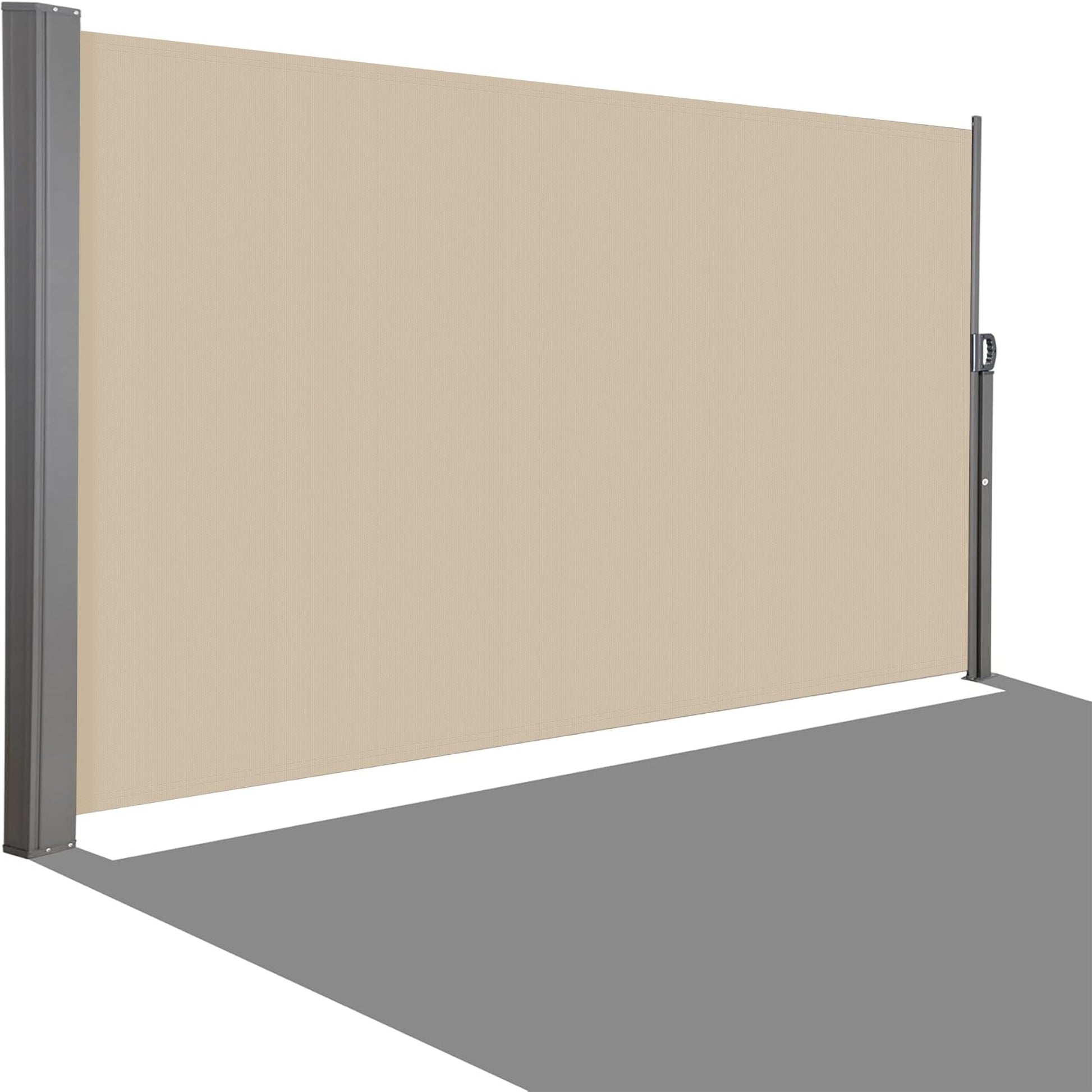 HOMEDEMO Seitenzugmarkise ausziehbar, 180x350+20cm, Khaki. Bietet Sicht- und Windschutz für Terrasse/Balkon.