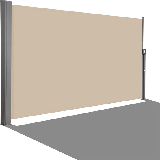 HOMEDEMO Seitenzugmarkise ausziehbar, 180x350+20cm, Khaki. Bietet Sicht- und Windschutz für Terrasse/Balkon.