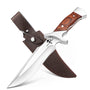 Purple Dragon Survival Messer HW13 mit fester Klinge und Lederscheide, Edelstahlklinge mit Redwood-Griff