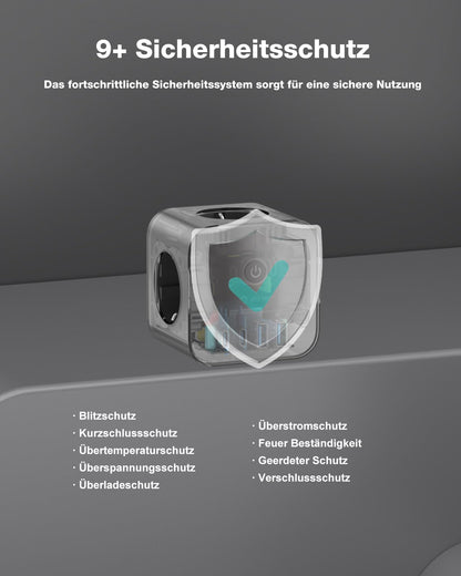 VEFVE CubePulse70 Steckdosenwürfel 70W USB-C 7-in-1 mit 3 m Kabel