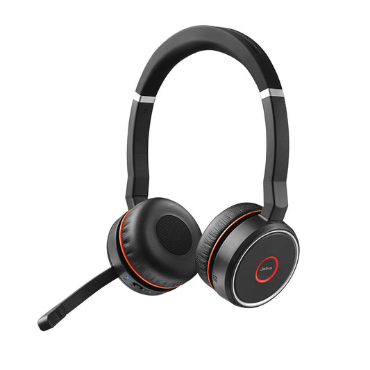 Jabra Evolve 75 SE Headset, schwarz, schnurlos. Stereo-Headset mit ANC für drahtlose Kommunikation und Audiowiedergabe.