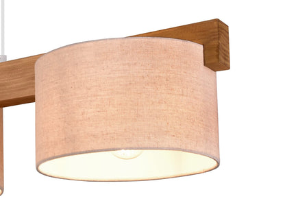 meineWunschleuchte Holzbalken Pendelleuchte – 3-flammig Beige 100cm