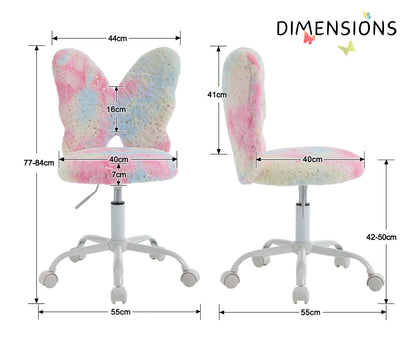 chairus Kunstfell Kinder Drehstuhl ohne Armlehne - Rosa