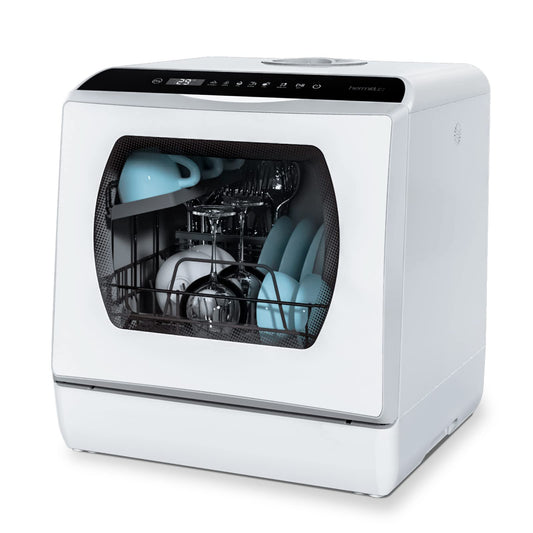 Hermitlux Mini Tischgeschirrspüler - Weiss, 4 Bestecksätze. Kompakter, weißer Tischgeschirrspüler. Reinigt 4 Bestecksätze für kleine Haushalte.