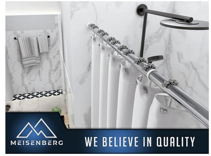 MEISENBERG Gardinenstange ohne Bohren, 360–410 cm, Grau, Ø 32 mm