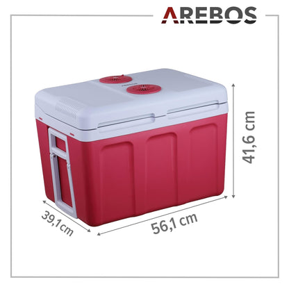 Arebos 40L Mobile Elektro Kühlbox 12/230V – Kühlen & Warmhalten Rot