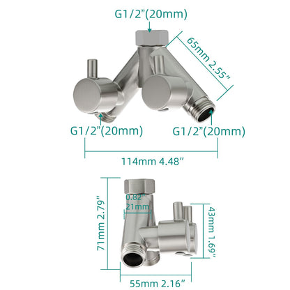Tecmolog Umstellventil Dusche Messing 2-Wege Y-Verteiler 1/2 Zoll