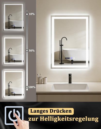 Mursche LED Badspiegel 50x70 cm mit Beleuchtung und Touch-Schalter