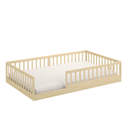 CADANI Timi 2in1 Bodenbett 120x200 cm Kiefer Massivholz Natur