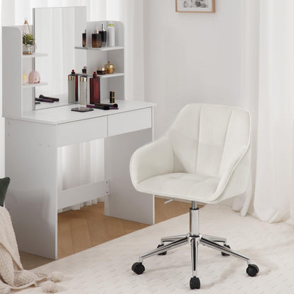 WOLTU Homeoffice Drehstuhl BS145cm - Samt Cremeweiss