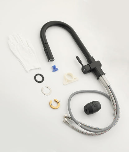 Süssren Küchenarmatur CL002BL mit ausziehbarer Brause, schwarz