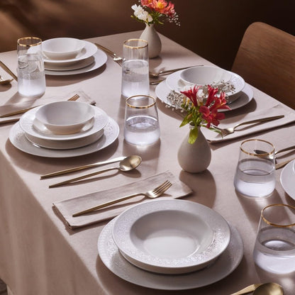 KARACA New Dome Tafelservice – Bone China 24-tlg Weiss für 6 Personen